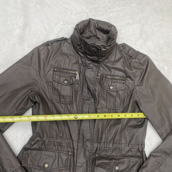 Michael Kors Field Jacket Women’s Size Small Gray Adjustable Waist Hooded - Picture 8 of 14